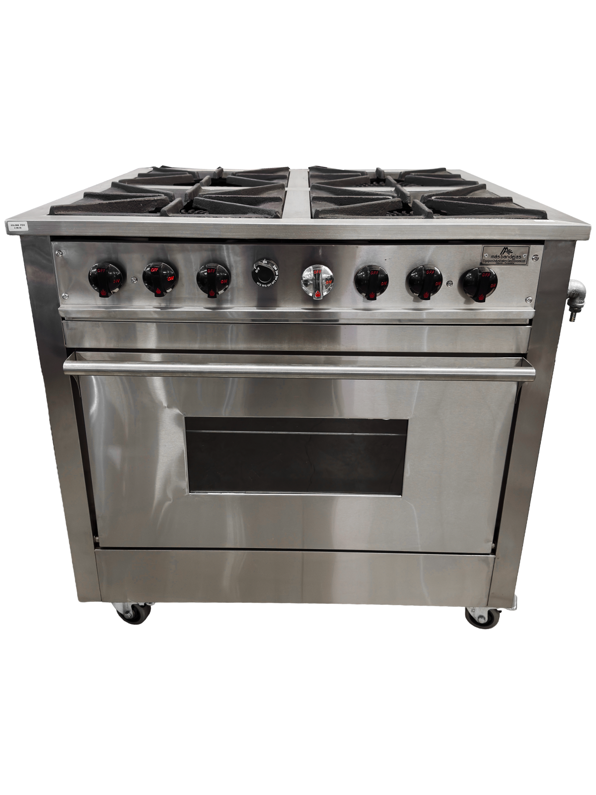 ESTUFA DE 4 PUESTOS 2 SENCILLOS Y 2 DOBLES CON HORNO  – ACERO INOXIDABLE REF. 304 - Image 4